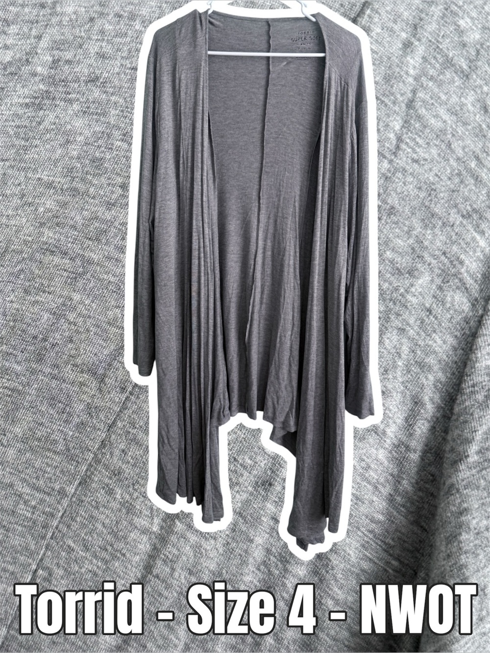torrid Charcoal Gray Open-Front Draped Cardigan